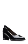 Clarks Women's Bayla Skip Slip-on Platform Dress Pumps In Black Pat