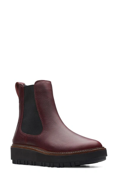 Clarks Oriannaw Lace Ankle Bootie In Burgundy Leather