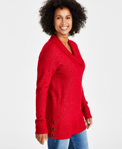 Style & Co Women's Shawl-collar Tunic Sweater, Created For Macy's In Tango Red