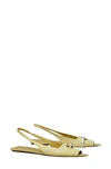 Tory Burch Pierced Slingback Open Toe Flat In Cream Corn / Beige / Silver