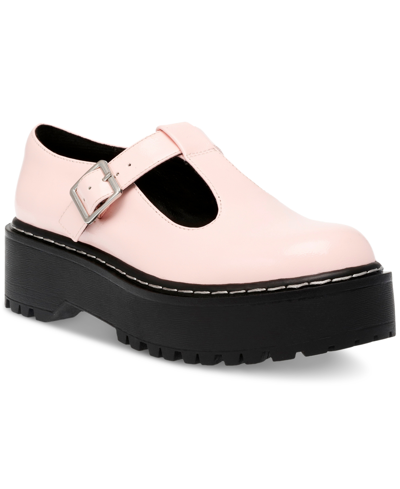 Wild Pair Amalie T-strap Mary Jane Flats, Created For Macy's In Pink Patent