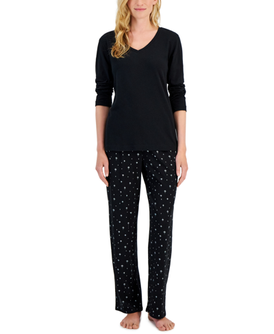 Charter Club Women's 2-pc. Cotton V-neck Packaged Pajama Set, Created For Macy's In Twinkle