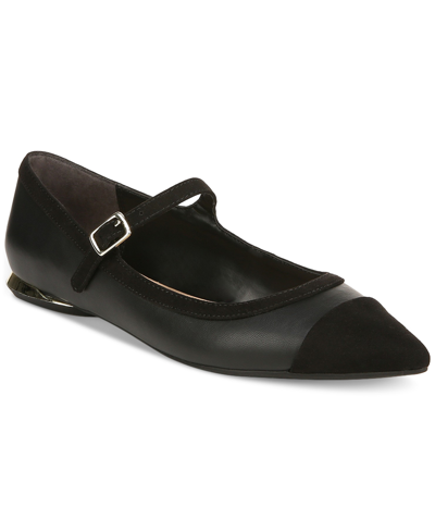 Alfani Women's Shandee Ankle-strap Pointed-toe Flats, Created For Macy's In Black Smooth