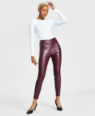 Bar Iii Women's Soft Faux-leather Leggings, Created For Macy's In Marooned