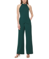 Vince Camuto Women's Signature Stretch Crepe Bow-neck Halter Jumpsuit In Hunter
