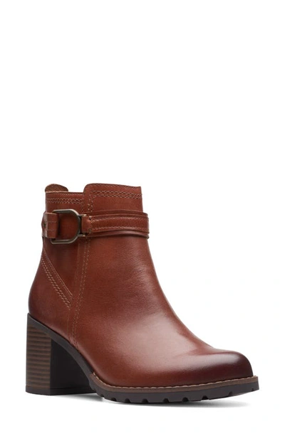 Clarks Leda Strap Bootie In Brown