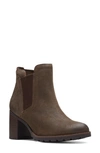 Clarks Leda Up Ankle Bootie In Dark Olive Sde