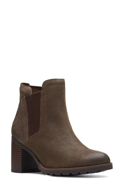 Clarks Leda Up Ankle Bootie In Dark Olive Sde