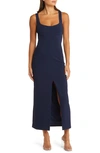 Wayf The Bravado Slit Front Maxi Dress In Ink