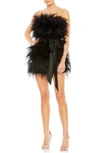 Mac Duggal Women's Feather Strapless Mini Dress In Black