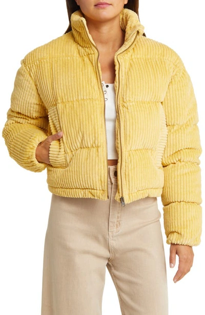 Rip Curl Tripping Corduroy Puffer Jacket In Golden Yellow