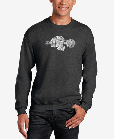 La Pop Art Men's 90's Rappers Word Art Crewneck Sweatshirt In Dark Gray