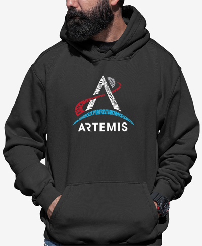 La Pop Art Men's Nasa Artemis Logo Word Art Hooded Sweatshirt In Dark Gray