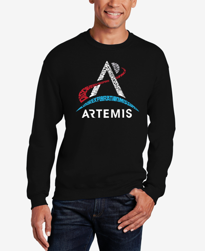 La Pop Art Men's Nasa Artemis Logo Word Art Crewneck Sweatshirt In Black