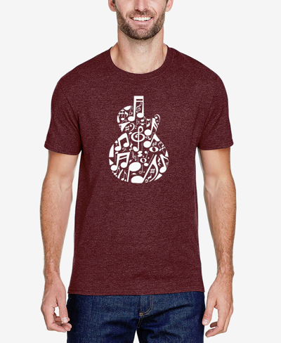 La Pop Art Men's Music Notes Guitar Premium Blend Word Art T-shirt In Burgundy