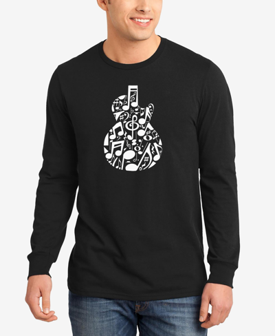 La Pop Art Men's Music Notes Guitar Word Art Long Sleeve T-shirt In Black