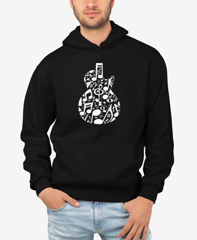La Pop Art Men's Music Notes Guitar Word Art Hooded Sweatshirt In Black