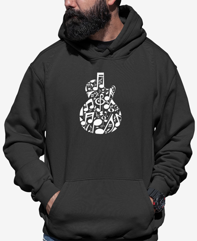 La Pop Art Men's Music Notes Guitar Word Art Hooded Sweatshirt In Dark Gray