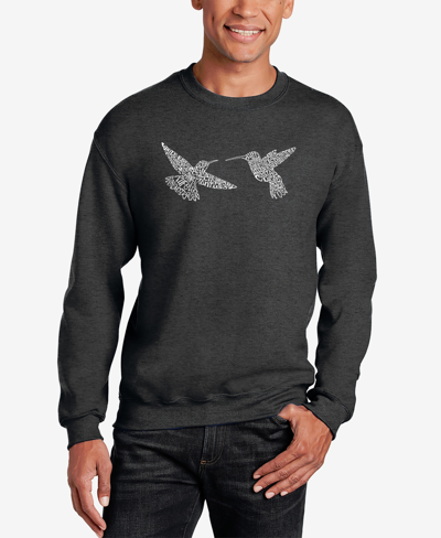 La Pop Art Men's Hummingbirds Word Art Crewneck Sweatshirt In Dark Gray