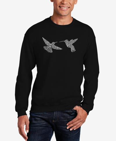 La Pop Art Men's Hummingbirds Word Art Crewneck Sweatshirt In Black
