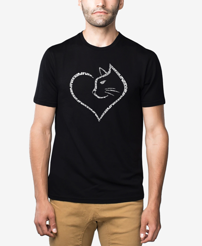 La Pop Art Men's Cat Heart Premium Blend Word Art T-shirt In Black
