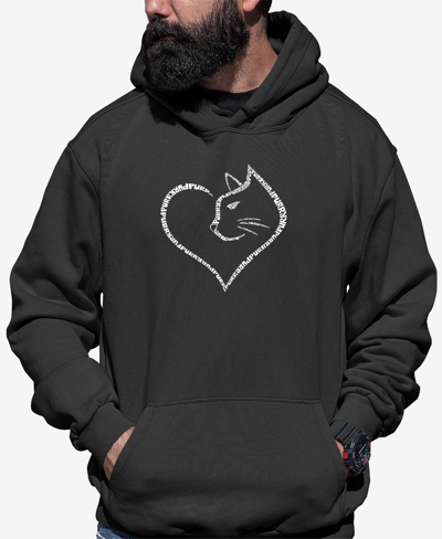 La Pop Art Men's Cat Heart Word Art Hooded Sweatshirt In Dark Gray