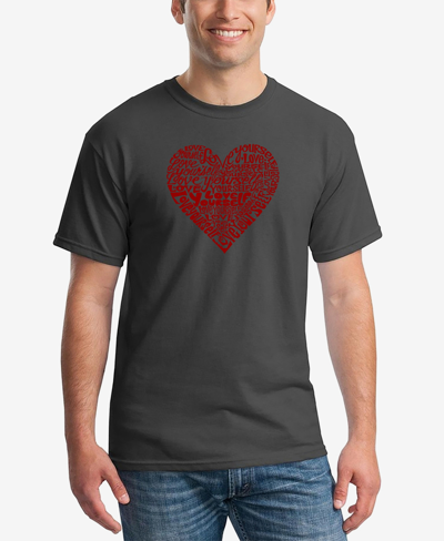 La Pop Art Men's Love Yourself Printed Word Art T-shirt In Dark Gray