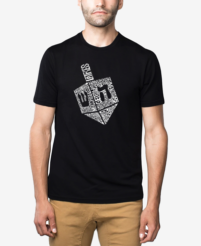 La Pop Art Men's Hanukkah Dreidel Premium Blend Word Art T-shirt In Black