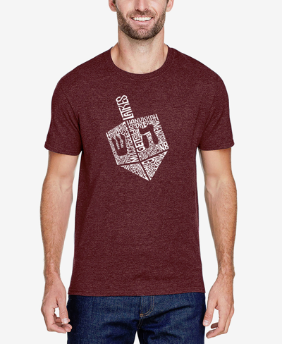 La Pop Art Men's Hanukkah Dreidel Premium Blend Word Art T-shirt In Burgundy