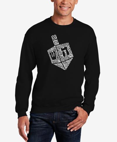 La Pop Art Men's Hanukkah Dreidel Word Art Crewneck Sweatshirt In Black
