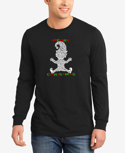 La Pop Art Men's Christmas Elf Word Art Long Sleeve T-shirt In Black