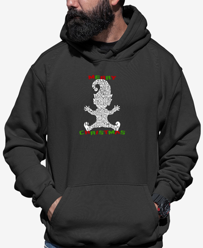 La Pop Art Men's Christmas Elf Word Art Hooded Sweatshirt In Dark Gray