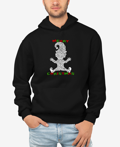 La Pop Art Men's Christmas Elf Word Art Hooded Sweatshirt In Black