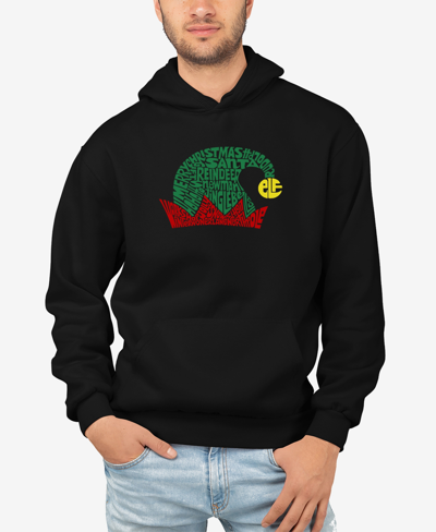 La Pop Art Men's Christmas Elf Hat Word Art Hooded Sweatshirt In Black