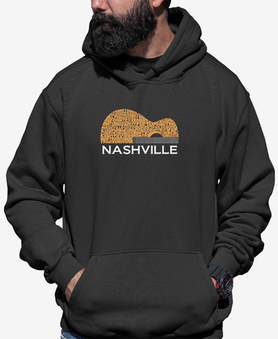 La Pop Art Men's Nashville Guitar Word Art Hooded Sweatshirt In Dark Gray