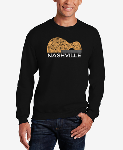 La Pop Art Men's Nashville Guitar Word Art Crewneck Sweatshirt In Black