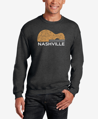 La Pop Art Men's Nashville Guitar Word Art Crewneck Sweatshirt In Dark Gray