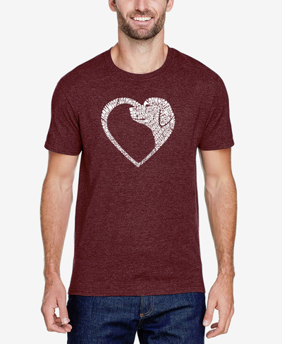 La Pop Art Men's Dog Heart Premium Blend Word Art T-shirt In Burgundy