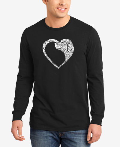 La Pop Art Men's Dog Heart Word Art Long Sleeve T-shirt In Black