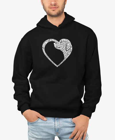 La Pop Art Men's Dog Heart Word Art Hooded Sweatshirt In Black