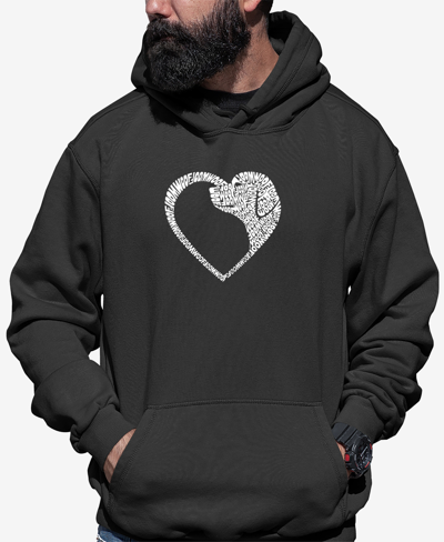 La Pop Art Men's Dog Heart Word Art Hooded Sweatshirt In Dark Gray