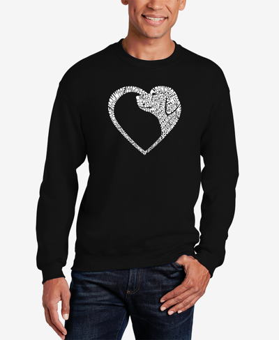 La Pop Art Men's Dog Heart Word Art Crewneck Sweatshirt In Black