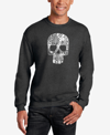 La Pop Art Men's Rock N Roll Skull Word Art Crewneck Sweatshirt In Dark Gray