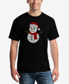 La Pop Art Men's Christmas Snowman Printed Word Art T-shirt In Black