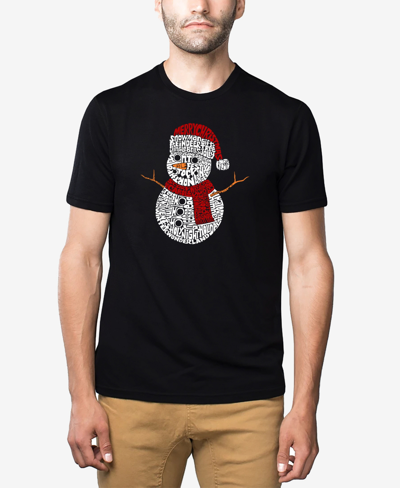 La Pop Art Men's Christmas Snowman Premium Blend Word Art T-shirt In Black