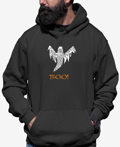 La Pop Art Men's Halloween Ghost Word Art Hooded Sweatshirt In Dark Gray