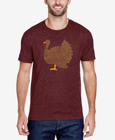 La Pop Art Men's Thanksgiving Premium Blend Word Art T-shirt In Burgundy