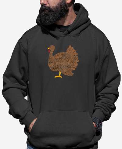 La Pop Art Men's Thanksgiving Word Art Hooded Sweatshirt In Dark Gray