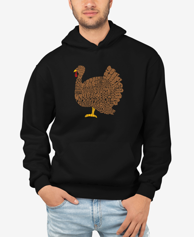La Pop Art Men's Thanksgiving Word Art Hooded Sweatshirt In Black