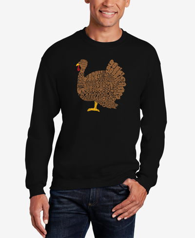 La Pop Art Men's Thanksgiving Word Art Crewneck Sweatshirt In Black